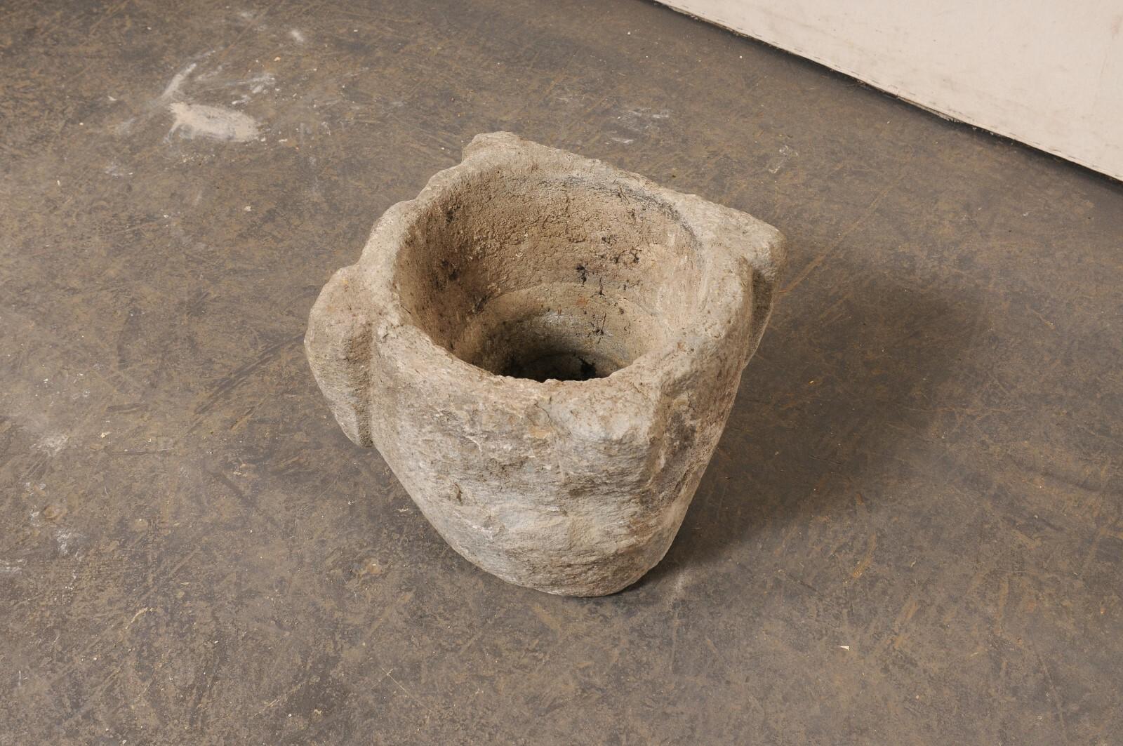 18th C. Spanish Carved-Stone Mortar/Planter In Good Condition For Sale In Atlanta, GA