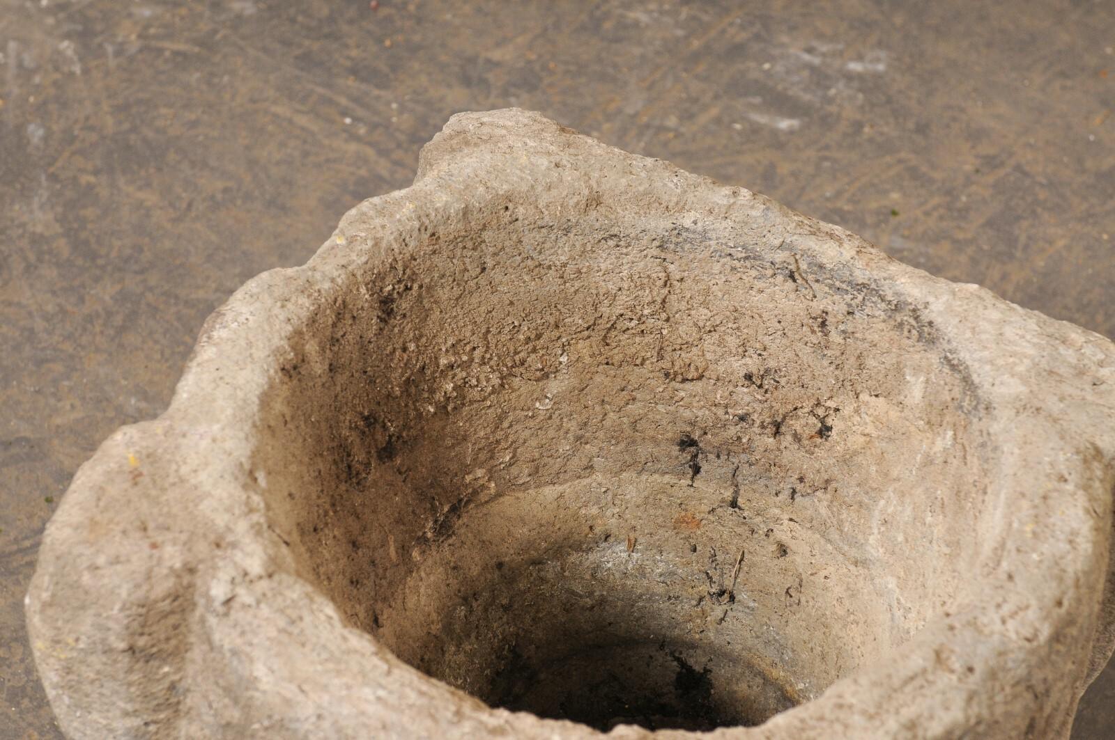 18th Century and Earlier 18th C. Spanish Carved-Stone Mortar/Planter For Sale