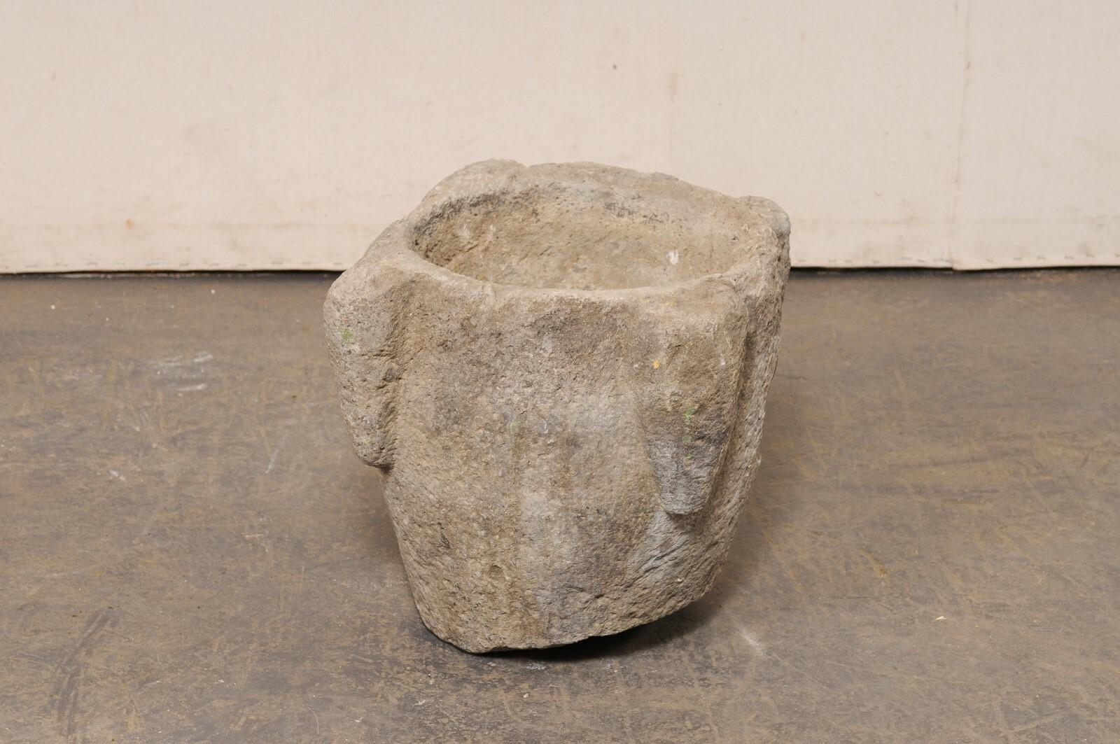 18th C. Spanish Carved-Stone Mortar/Planter For Sale 1
