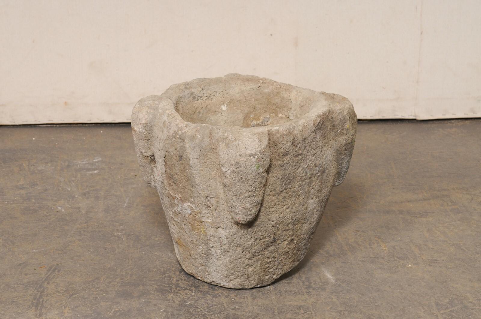18th C. Spanish Carved-Stone Mortar/Planter For Sale 2