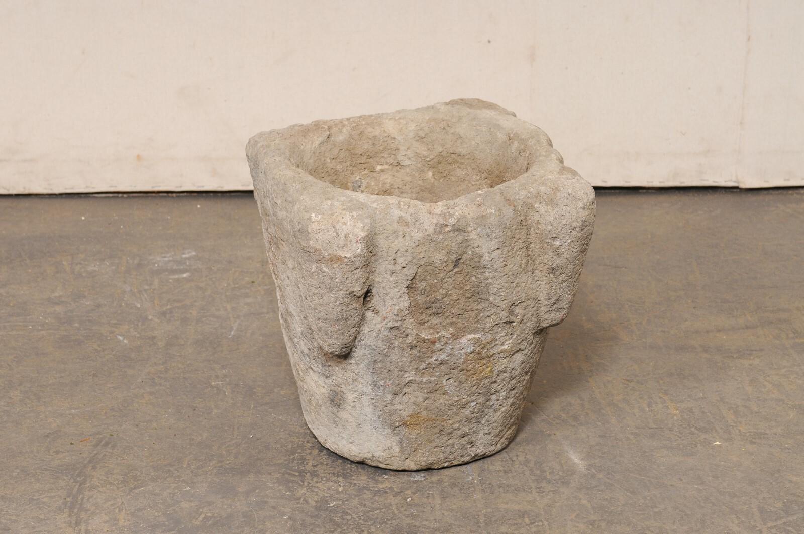 18th C. Spanish Carved-Stone Mortar/Planter For Sale 3