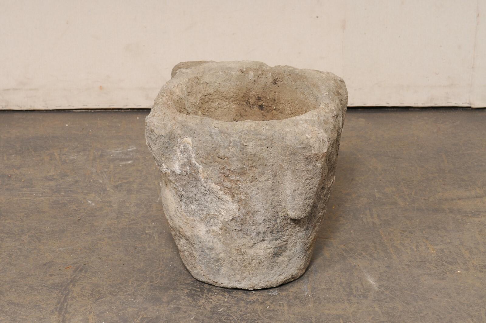 18th C. Spanish Carved-Stone Mortar/Planter For Sale 4