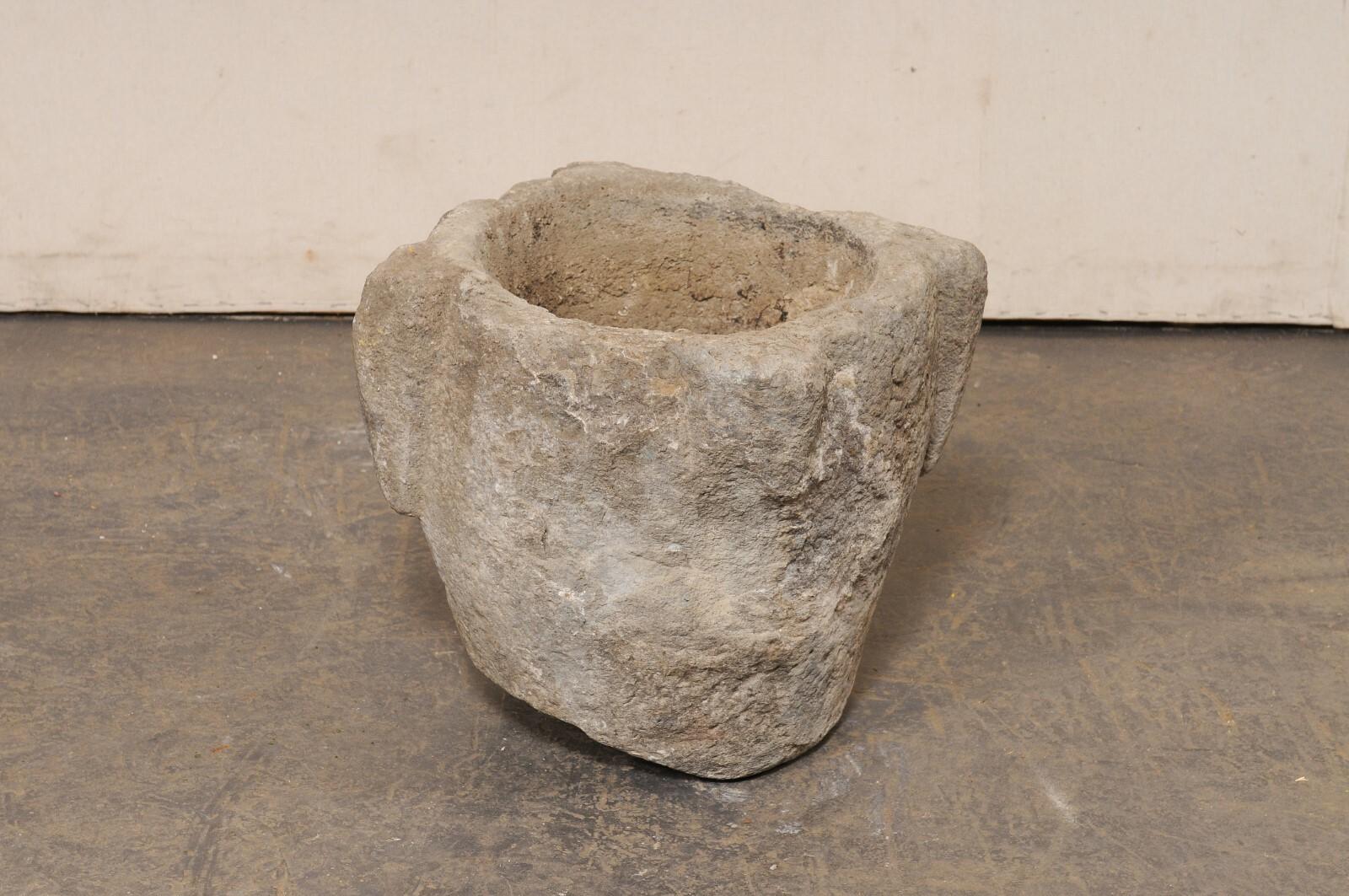 18th C. Spanish Carved-Stone Mortar/Planter For Sale 5