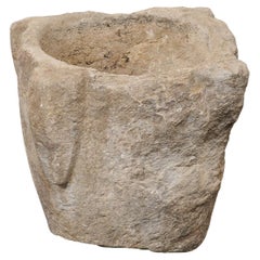 Antique 18th C. Spanish Carved-Stone Mortar/Planter