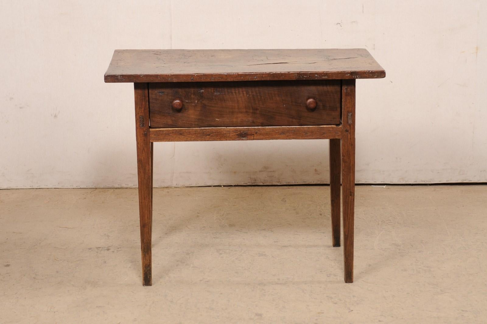 18th C. Spanish Carved-Walnut Table w/Drawer (Top has Fabulous Old Patina!) For Sale 6