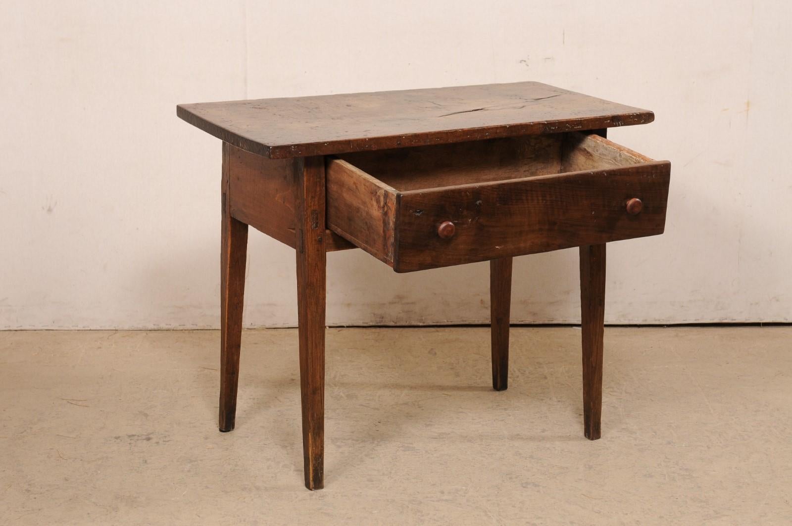 18th Century and Earlier 18th C. Spanish Carved-Walnut Table w/Drawer (Top has Fabulous Old Patina!) For Sale