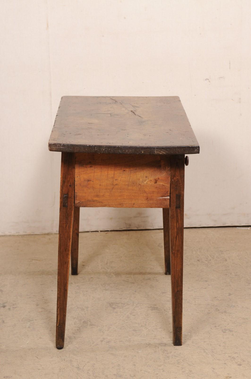 18th C. Spanish Carved-Walnut Table w/Drawer (Top has Fabulous Old Patina!) For Sale 3