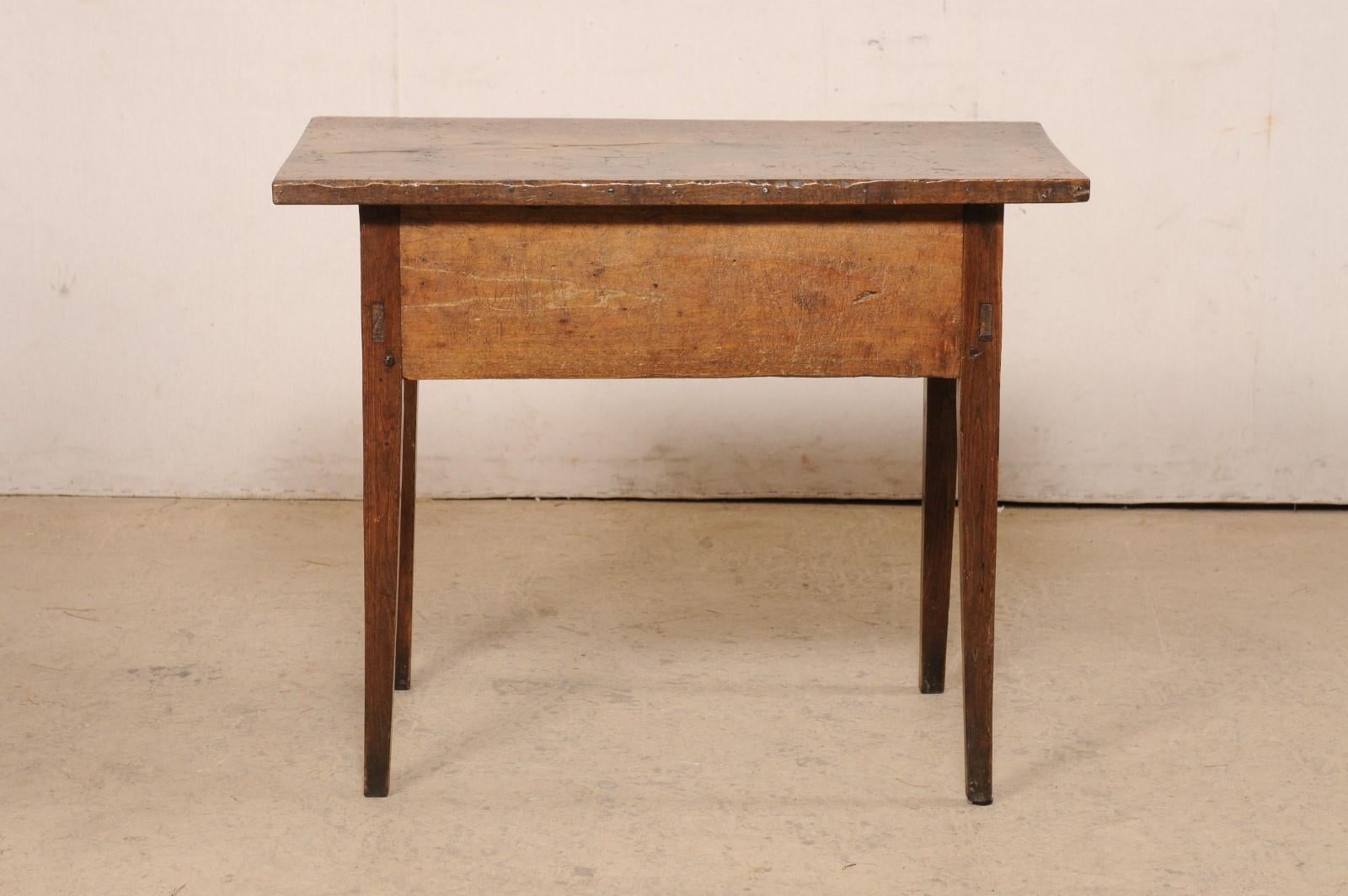 18th C. Spanish Carved-Walnut Table w/Drawer (Top has Fabulous Old Patina!) For Sale 4