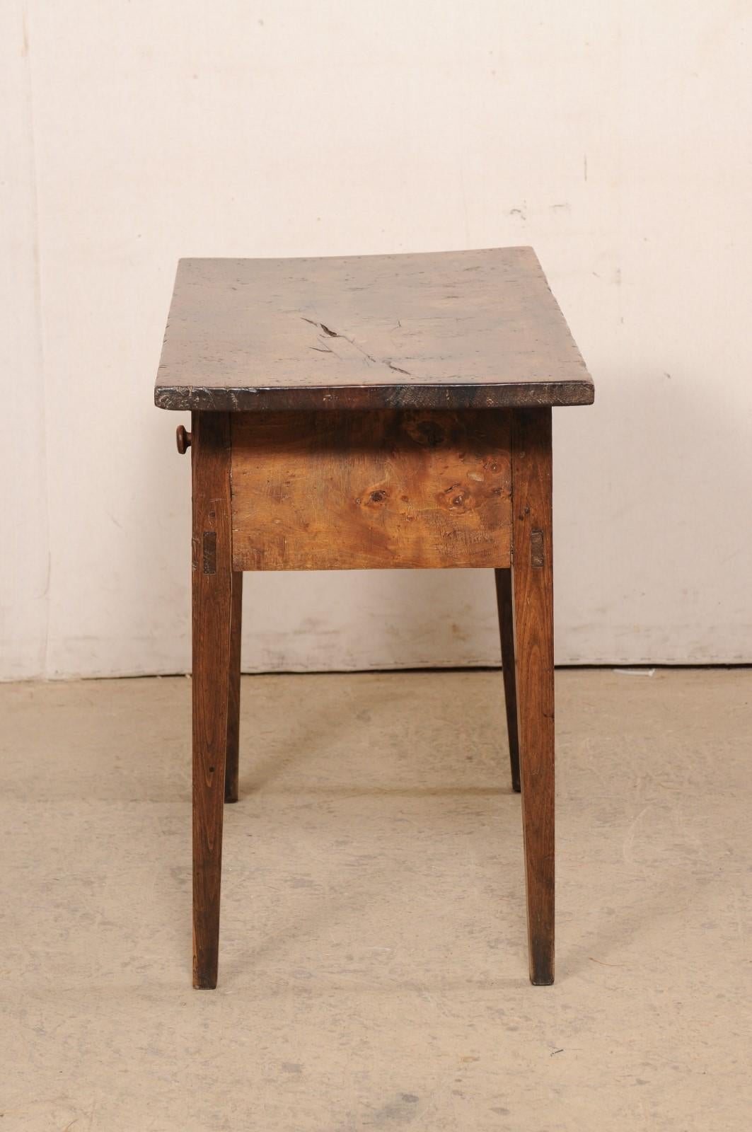 18th C. Spanish Carved-Walnut Table w/Drawer (Top has Fabulous Old Patina!) For Sale 5