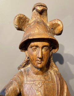 18th c Spanish Colonial Guatemalan Carved Wooden Santos, San Miguel