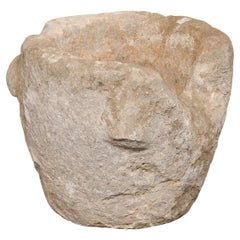 Antique 18th C. Spanish Hand-Carved Stone Mortar (or Planter)