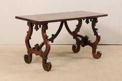 Spanish Lrye-Leg Table ‘or Desk’ with Lovely Fleur De Lys Accent Details