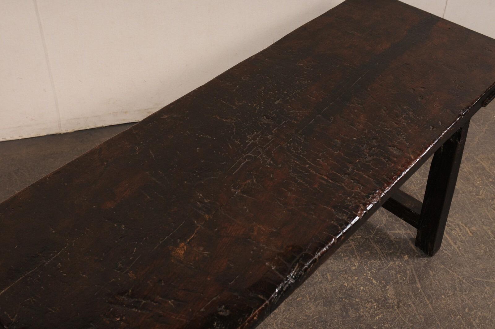 18th C. Spanish Rustic Iron Stretcher Table For Sale 3