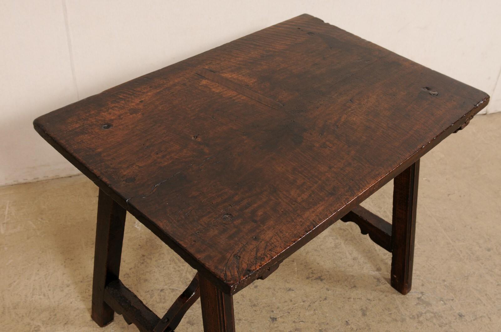 18th Century and Earlier 18th C. Spanish Table with a Wavy X-Stretcher at Underside For Sale