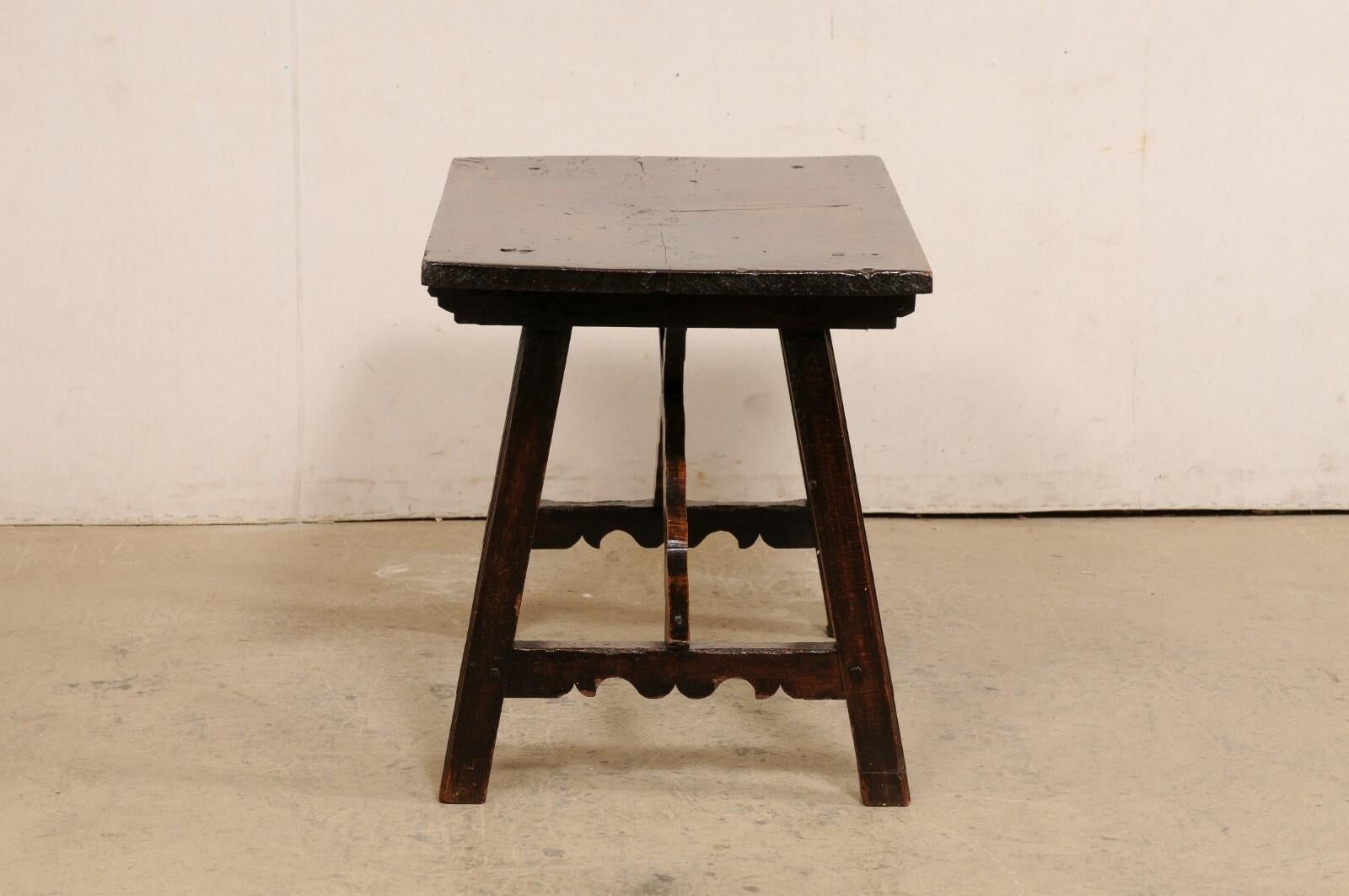 18th C. Spanish Table with a Wavy X-Stretcher at Underside For Sale 3