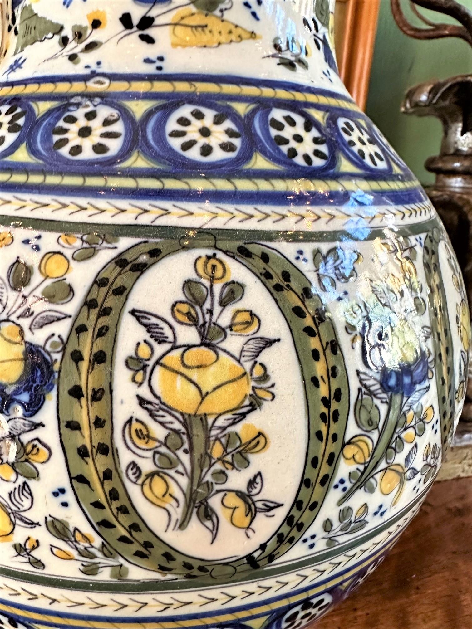 18th C Spanish Talavera De La Reina Pitcher Jar Bucaro Botijo Centerpiece Rustic In Good Condition For Sale In West Hollywood, CA