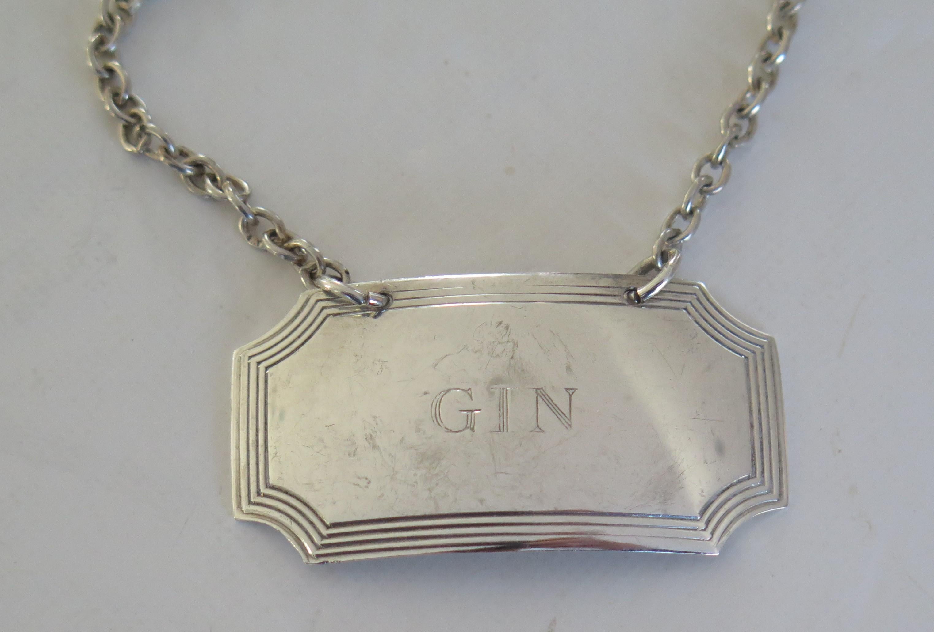 English Sterling Silver Wine Label 