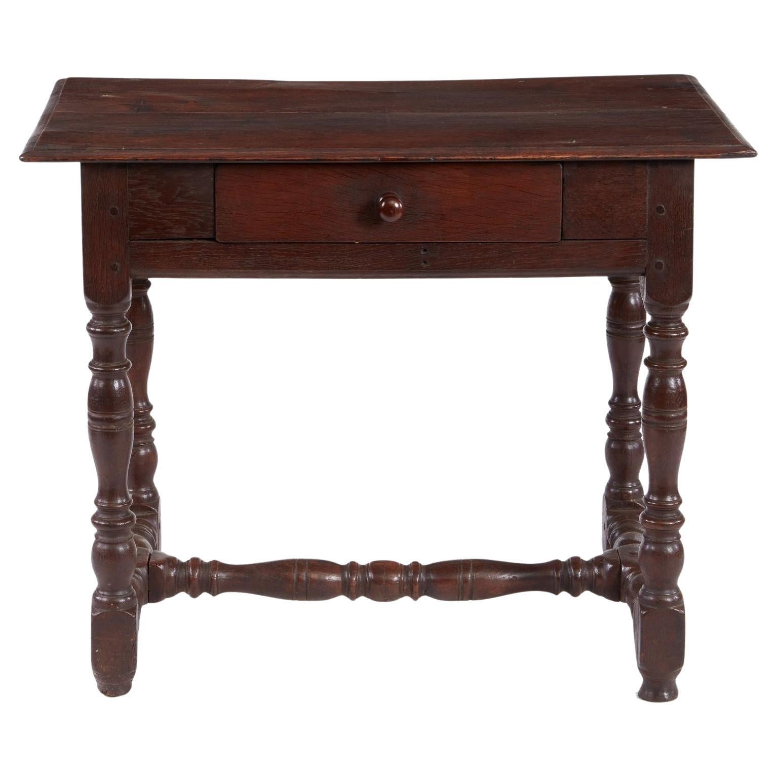 18th c. Stretcher Base Oak Table For Sale