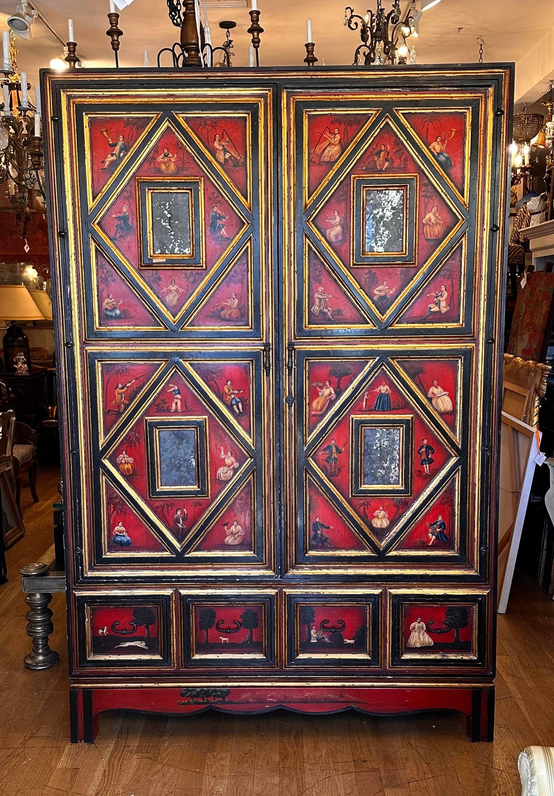Mexican 18th Century Style Alfonso Marina Spanish Colonial Linen Press Armoire For Sale