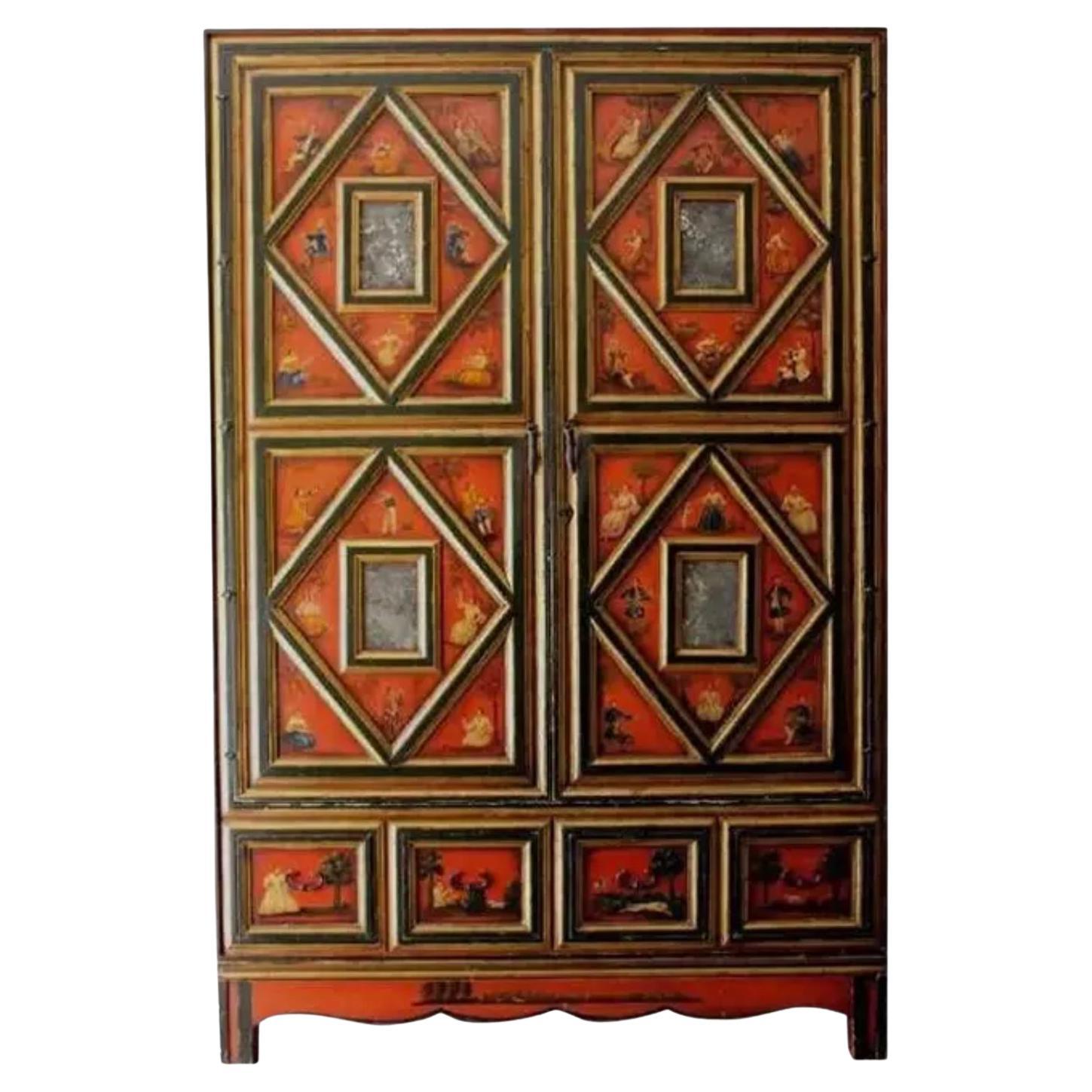 18th Century Style Alfonso Marina Spanish Colonial Linen Press Armoire For Sale