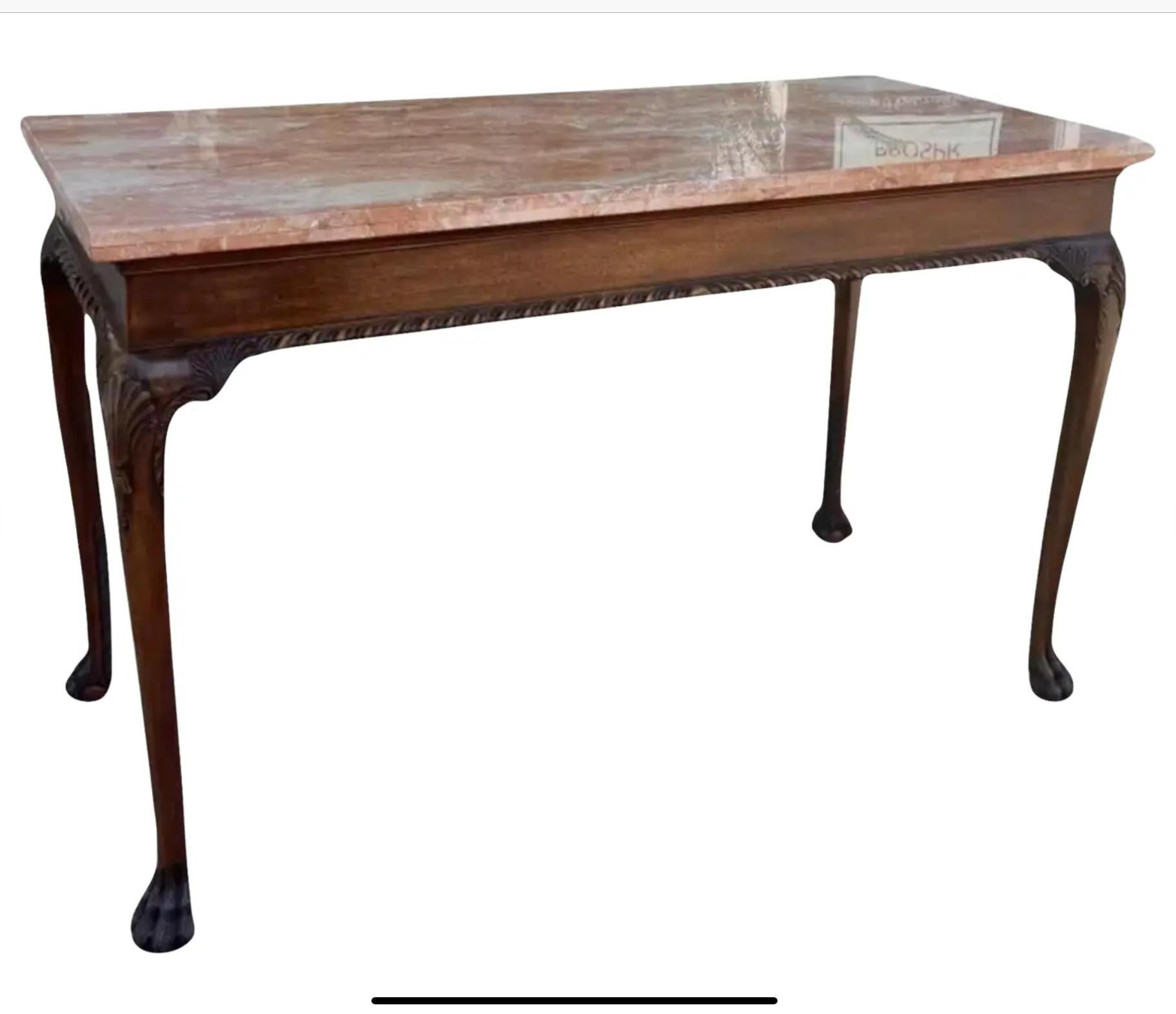Georgiano Tavolo da console con piano in marmo in stile A.I.C. del 18° secolo, Burton-Ching in stile Regency in vendita