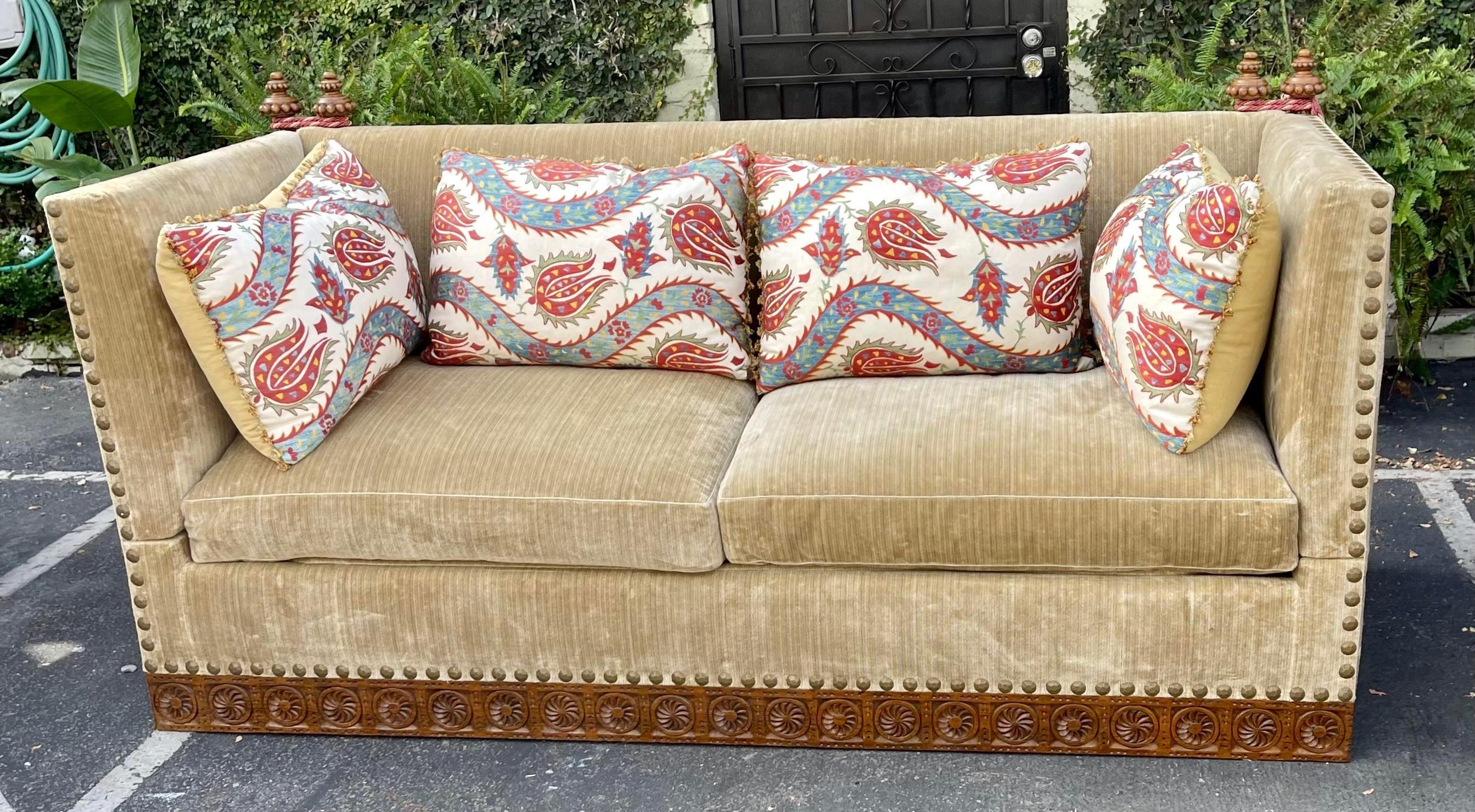 Contemporary 18th C Style Cache Knole Down Sleeper Sofa Settee W Custom Pillows