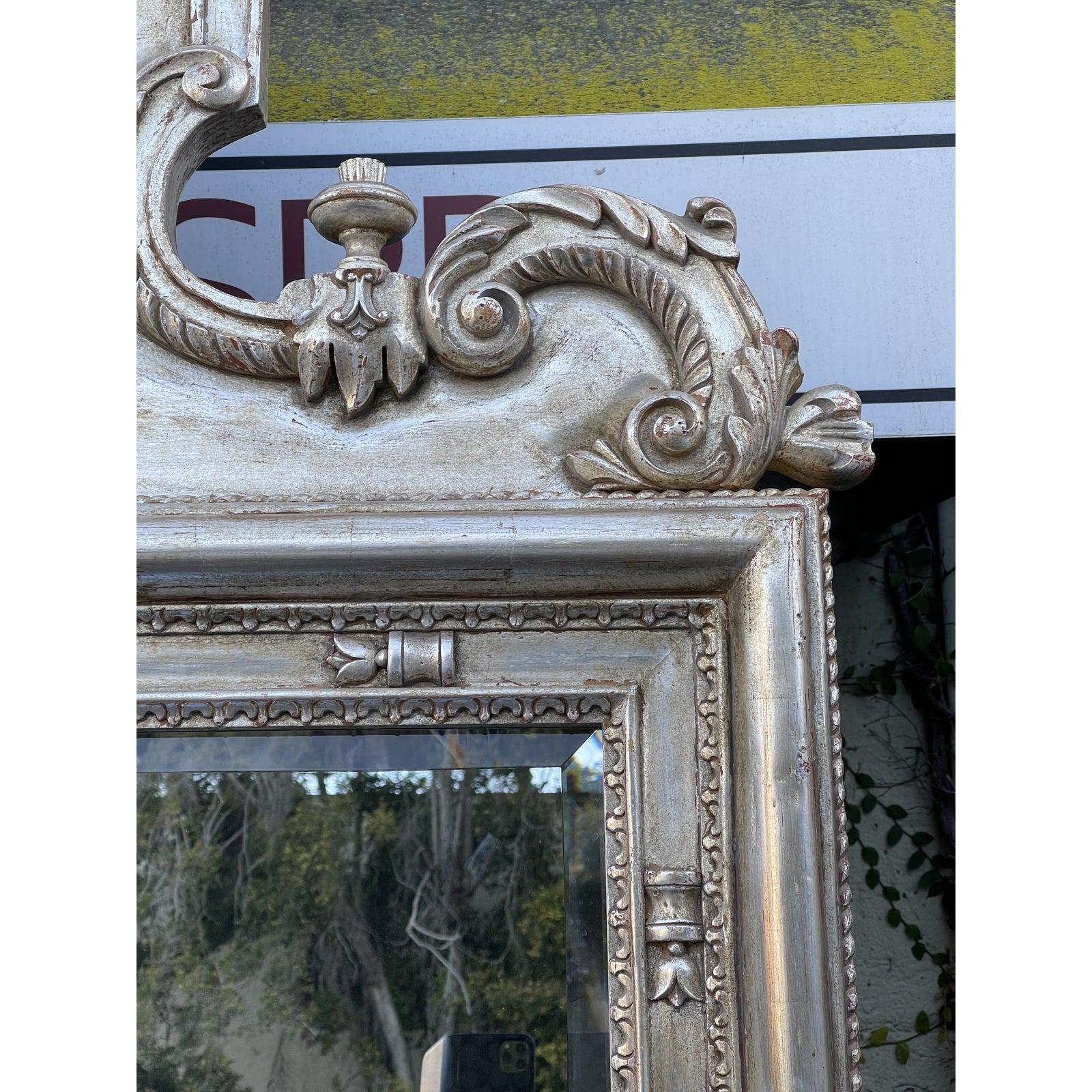Contemporary 18th C, Style Charles Pollock for William Switzer Silver Giltwood Mirror For Sale