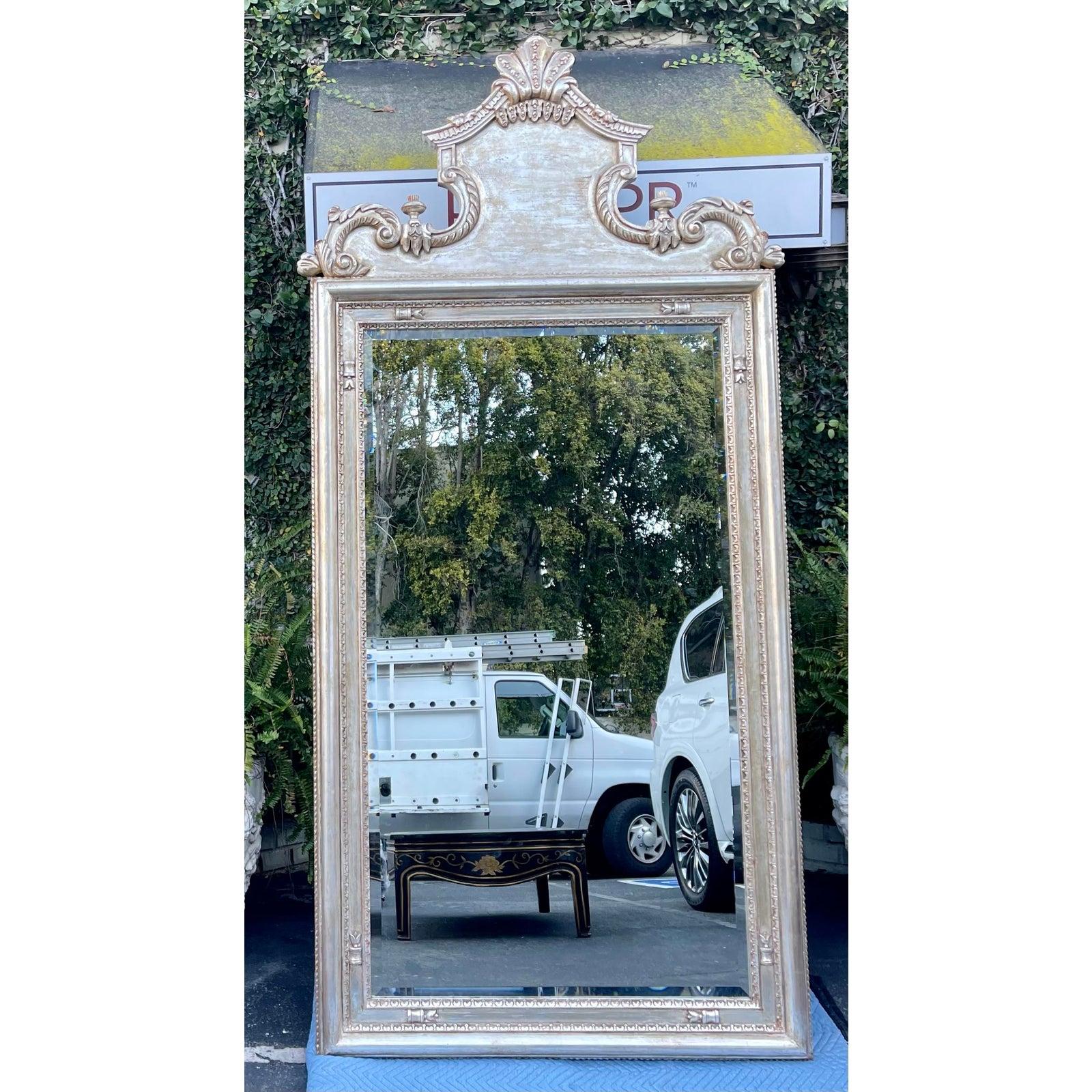 18th C, Style Charles Pollock for William Switzer Silver Giltwood Mirror For Sale 1