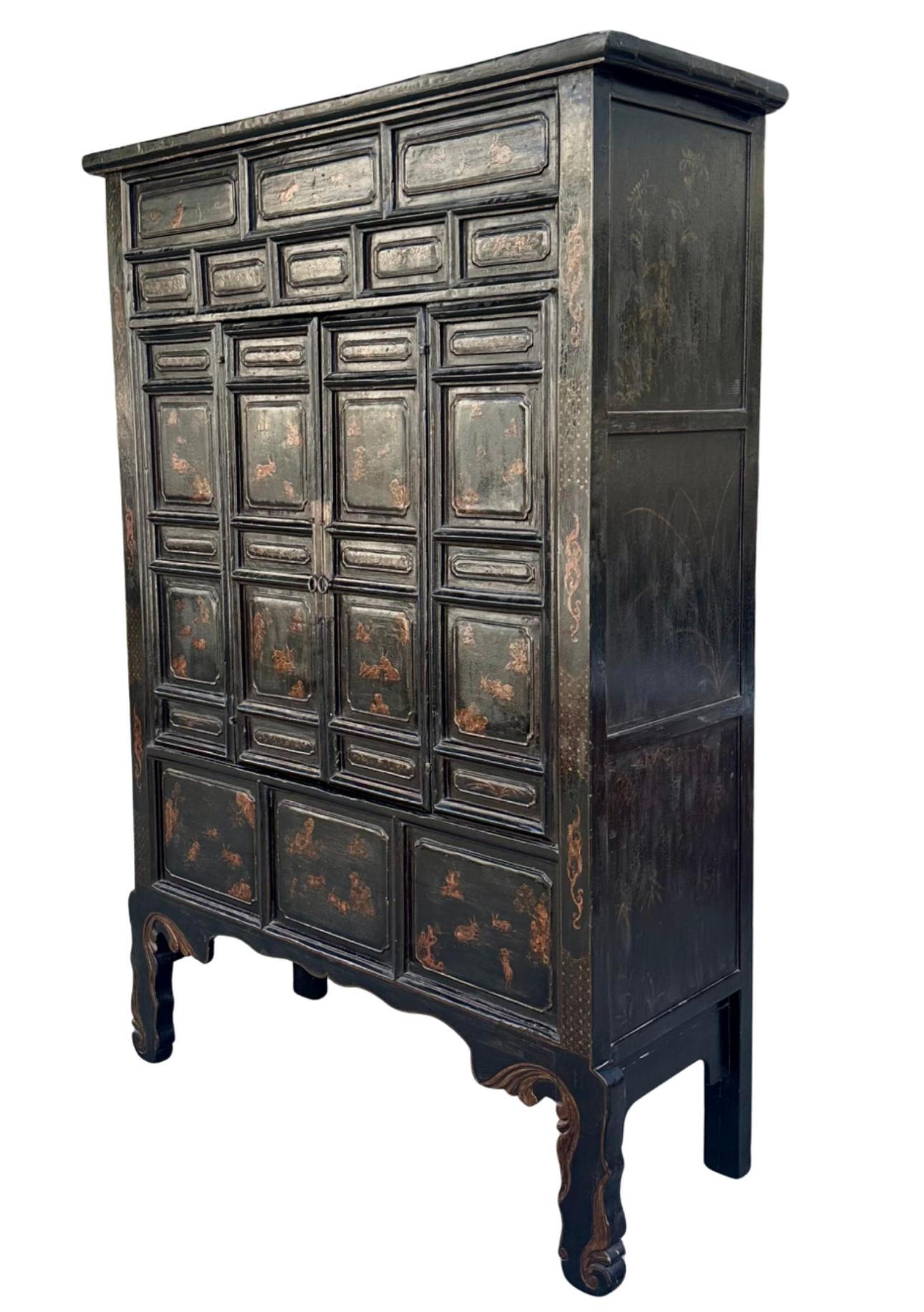 18th C Style Chinese Ming Chinoiserie Cabinet by Burton-Ching In Good Condition For Sale In LOS ANGELES, CA
