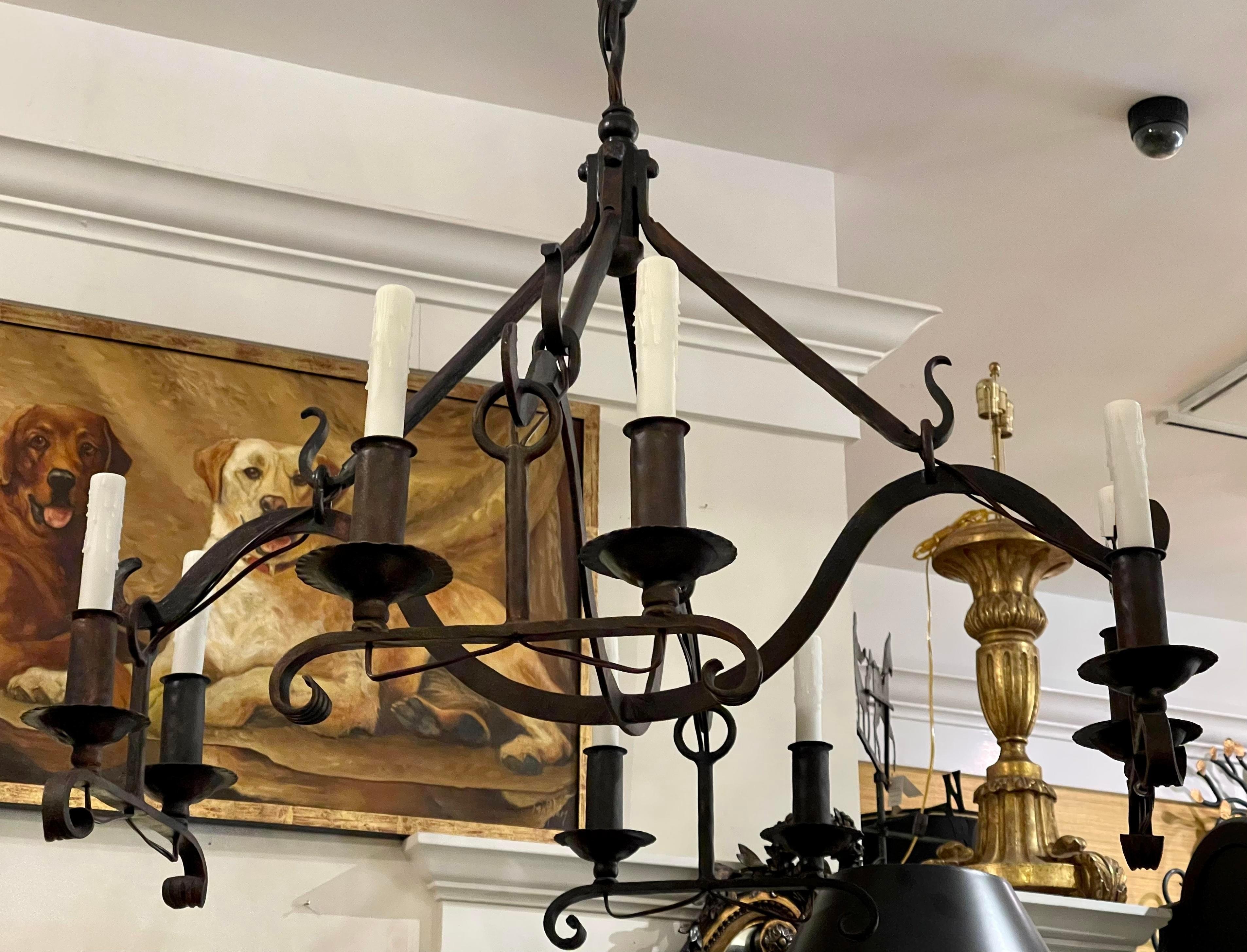 Spanish Colonial 18th C Style Dennis & Leen Gothic Wrought Iron Chandelier