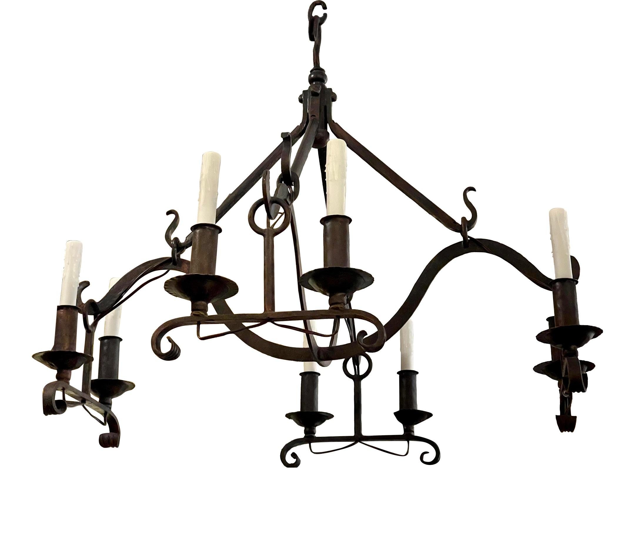 18th C Style Dennis & Leen Gothic Wrought Iron Chandelier In Good Condition In LOS ANGELES, CA