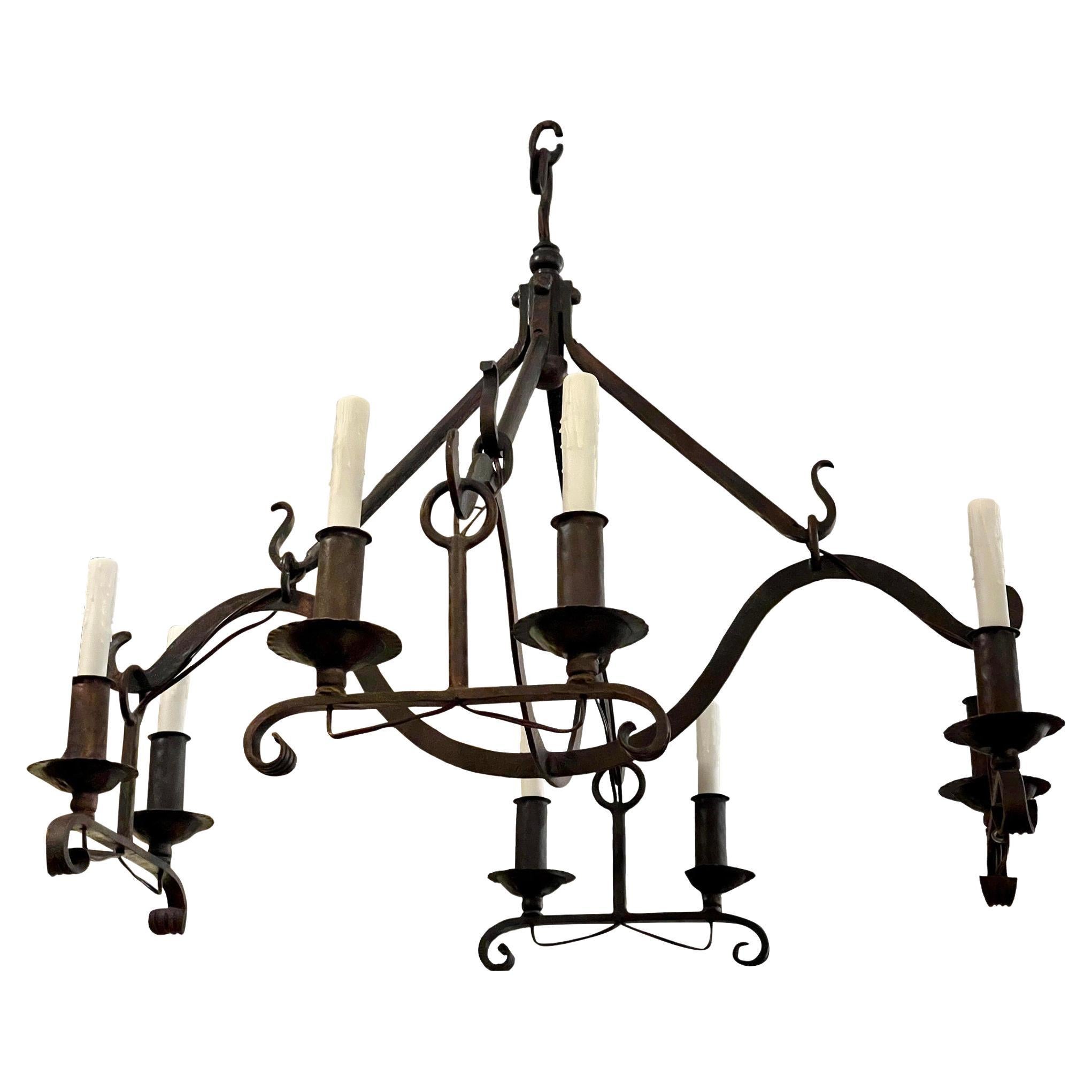 18th C Style Dennis & Leen Gothic Wrought Iron Chandelier