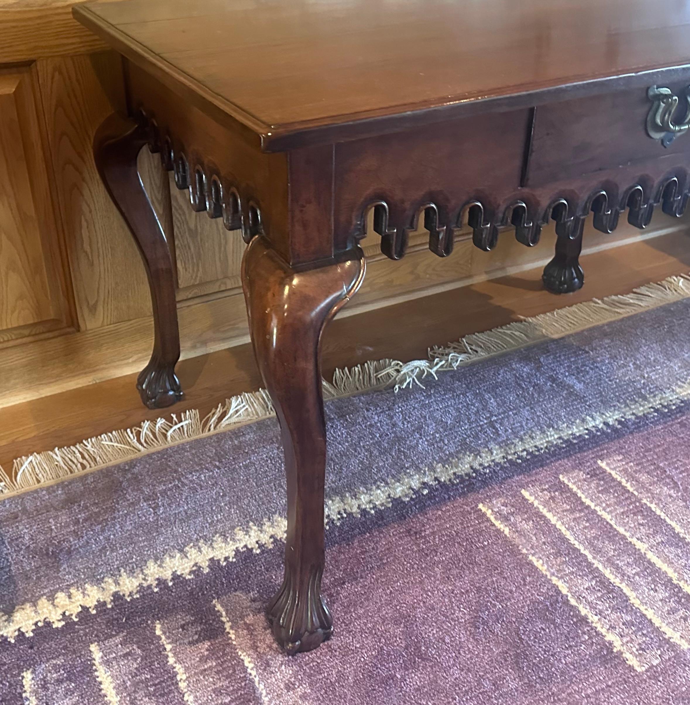Walnut 18th C Style Gregorius Pineo French Country Console Table Desk For Sale