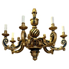 Lustre à 7 bras de lumière en bois doré Gregorius Pineo, style 18e siècle
