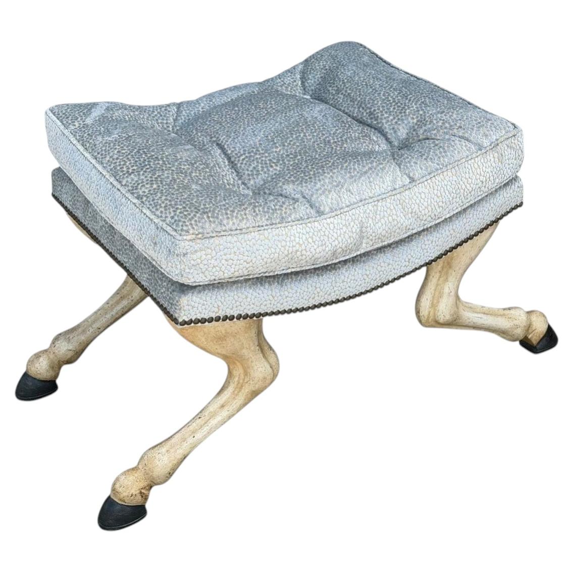 18th C Style Horse Leg & Hoof Vanity Stool or Bench by Randy Esada Designs For Sale