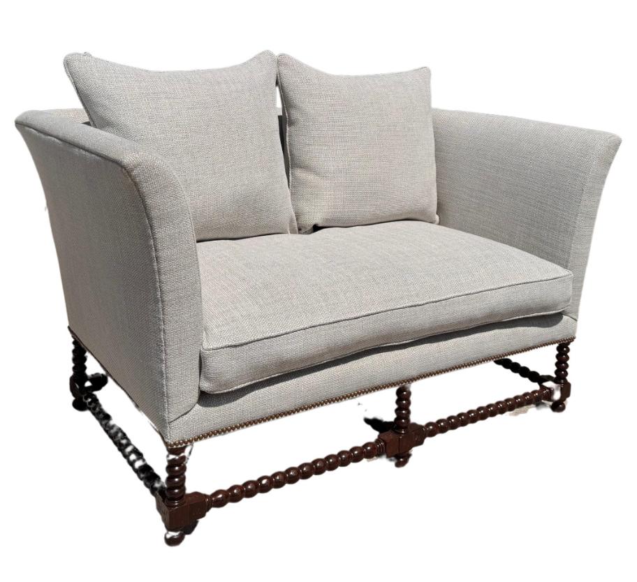 American 18th C Style Italian Walnut Down Sofa Settee by Randy Esada Designs For Sale