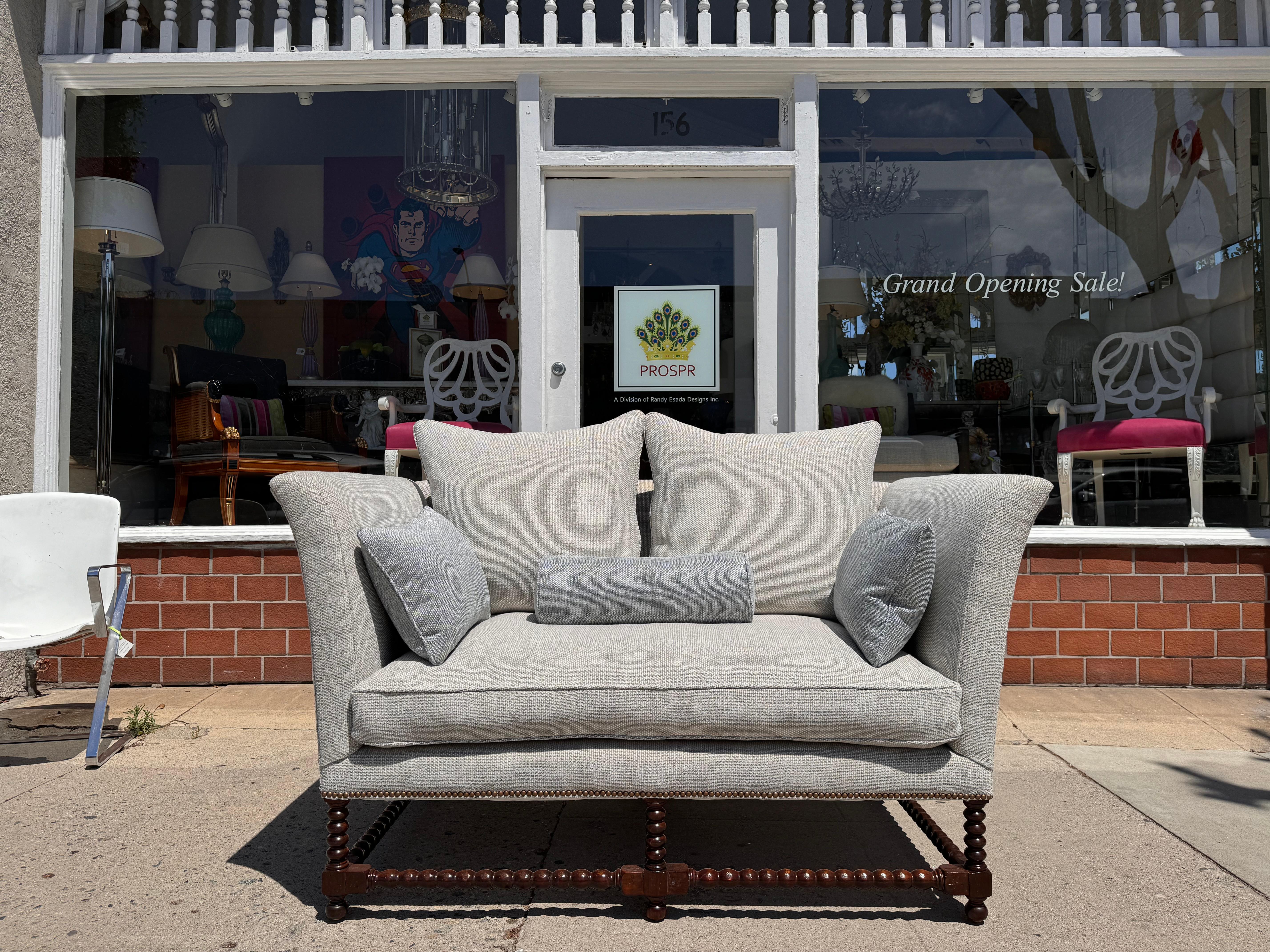 18th C Style Italian Walnut Down Sofa Settee by Randy Esada Designs In Good Condition For Sale In LOS ANGELES, CA