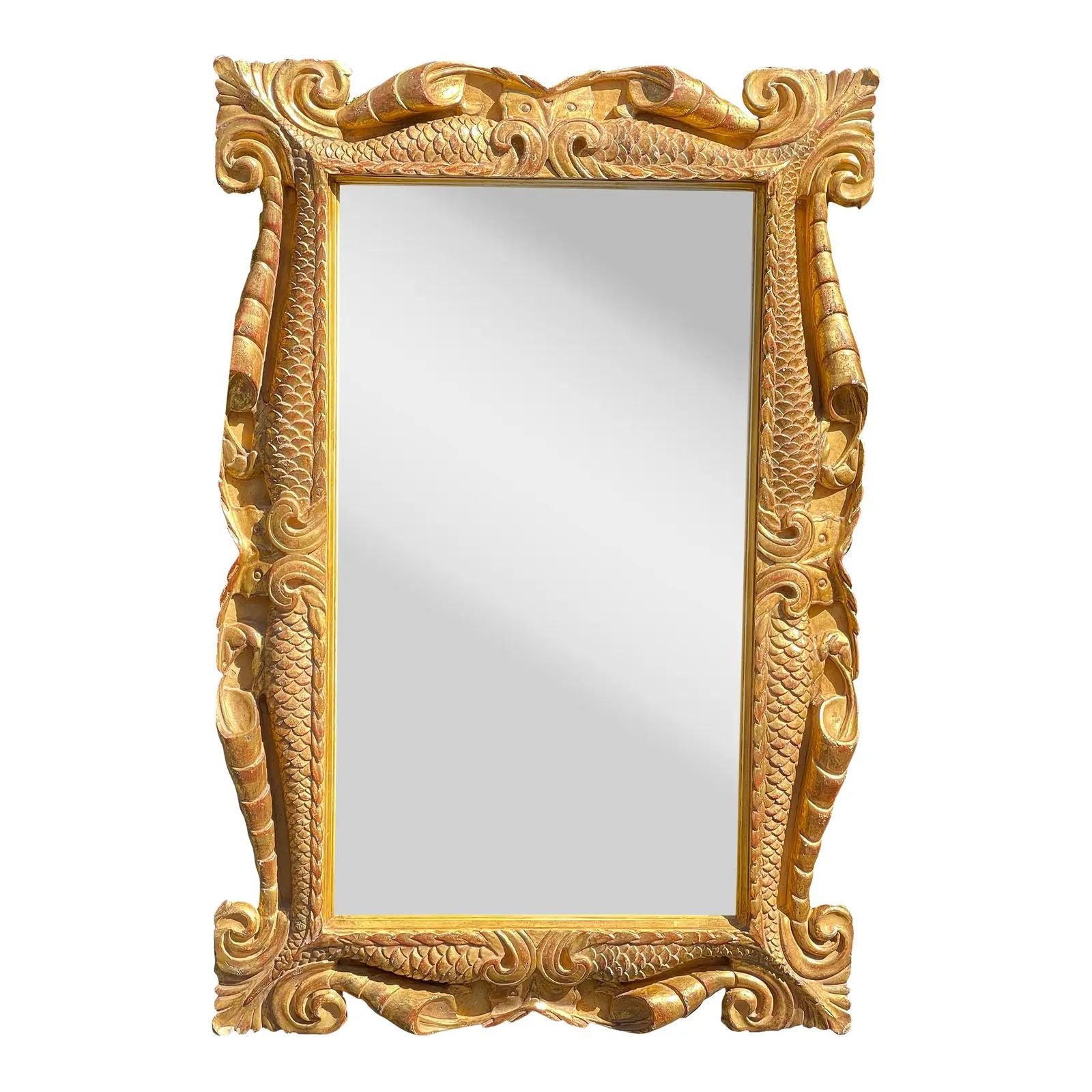 Miroir en bois doré italien de style 18ème siècle Jerry Solomon en vente