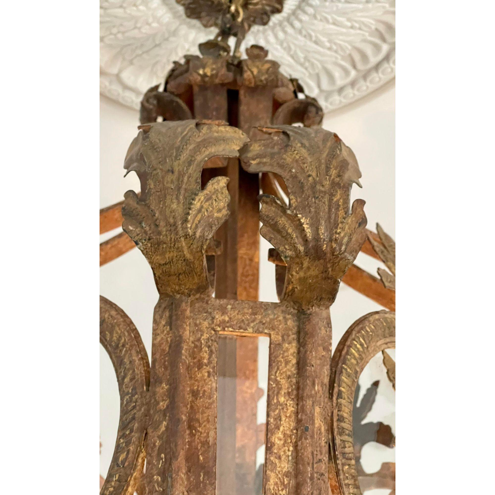 Contemporary 18th Century Style Monumental Spanish Colonial Wrought Iron Lantern Chandelier