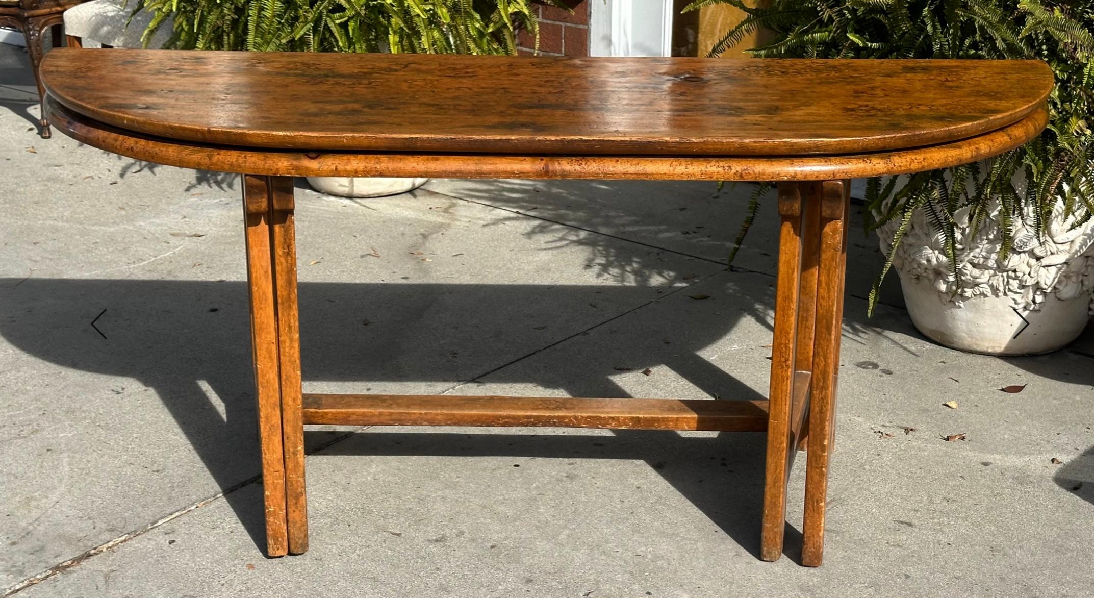 Rustic 18th C Style Paul Ferrante Gate Leg Console Dining Table