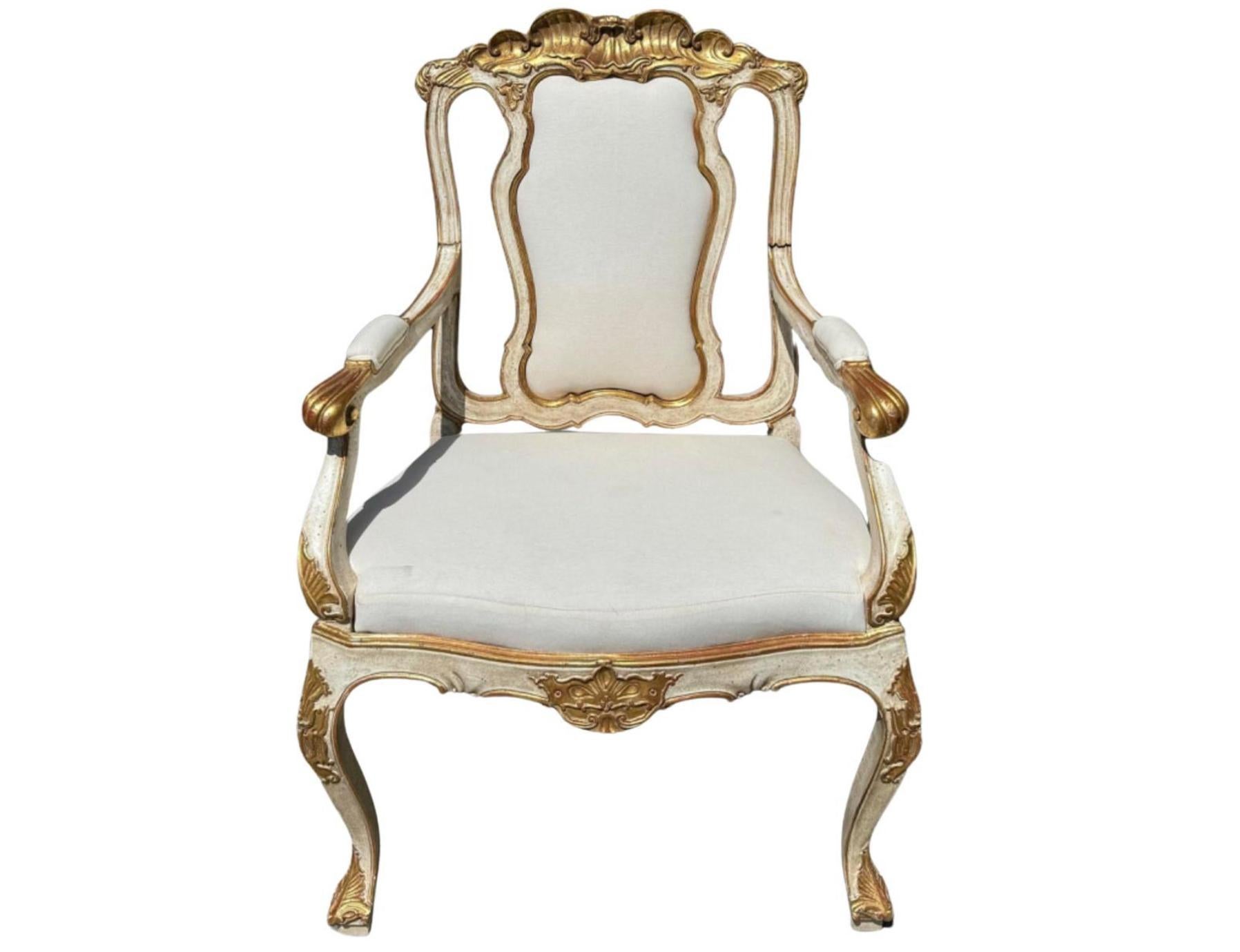 18th C Style Portuguese Dining Arm Chair by Randy Esada Designs In New Condition For Sale In LOS ANGELES, CA