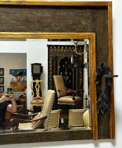 Espejo con candelabros de estilo rústico americano Richard Mulligan del siglo XVIII