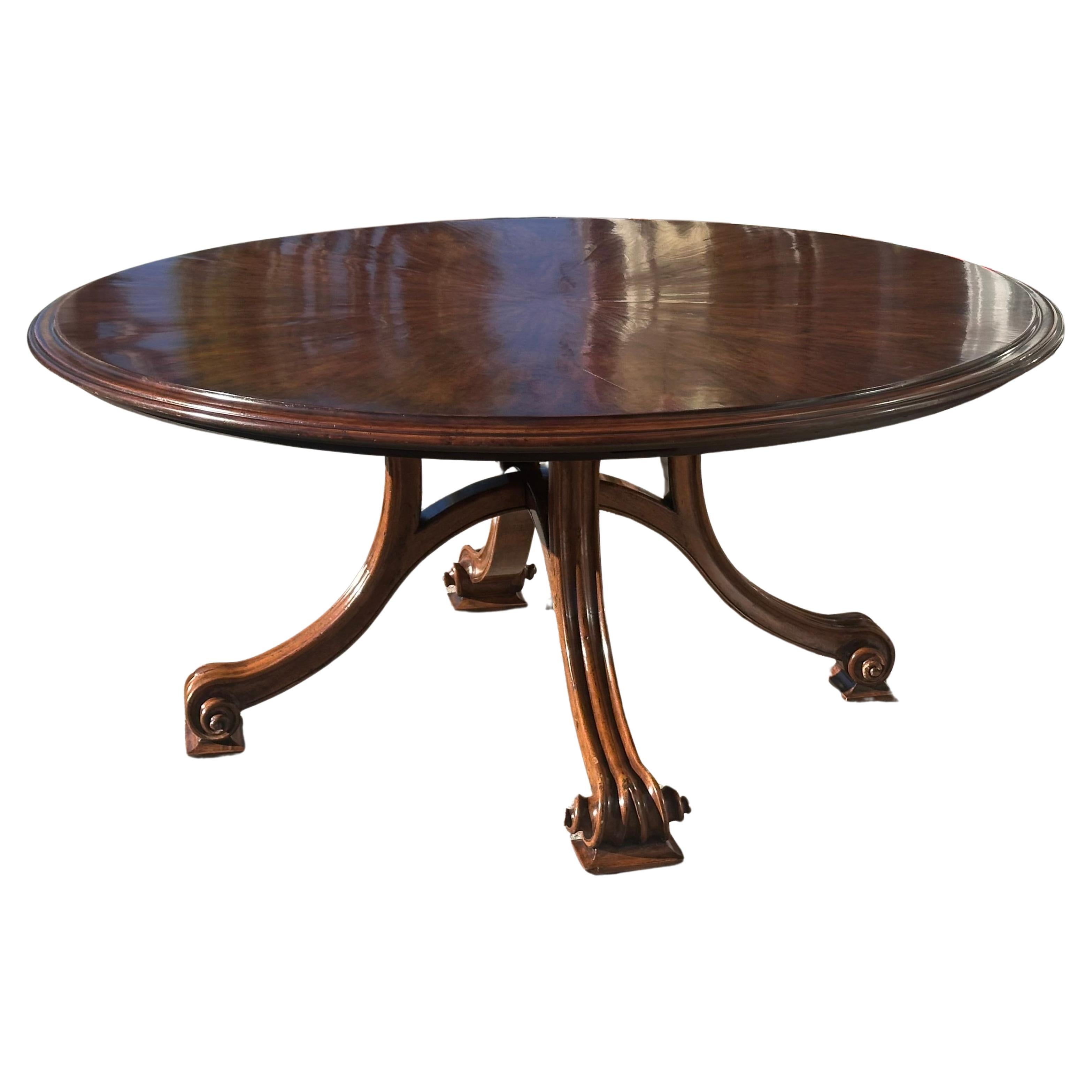18th C Style Therien Volute Round Extension Dining Table For Sale