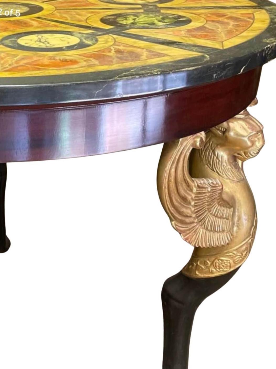 American 18th C Style Thomas W. Morgan Trompe l'Oeil Center Table W Giltwood Eagles For Sale