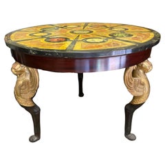 18th C Style Thomas W. Morgan Trompe l'Oeil Center Table W Giltwood Eagles