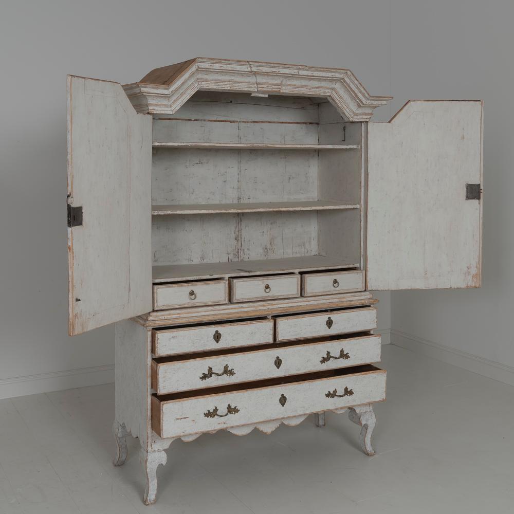 18th Century Swedish Baroque Period Linen Press Cabinet 1