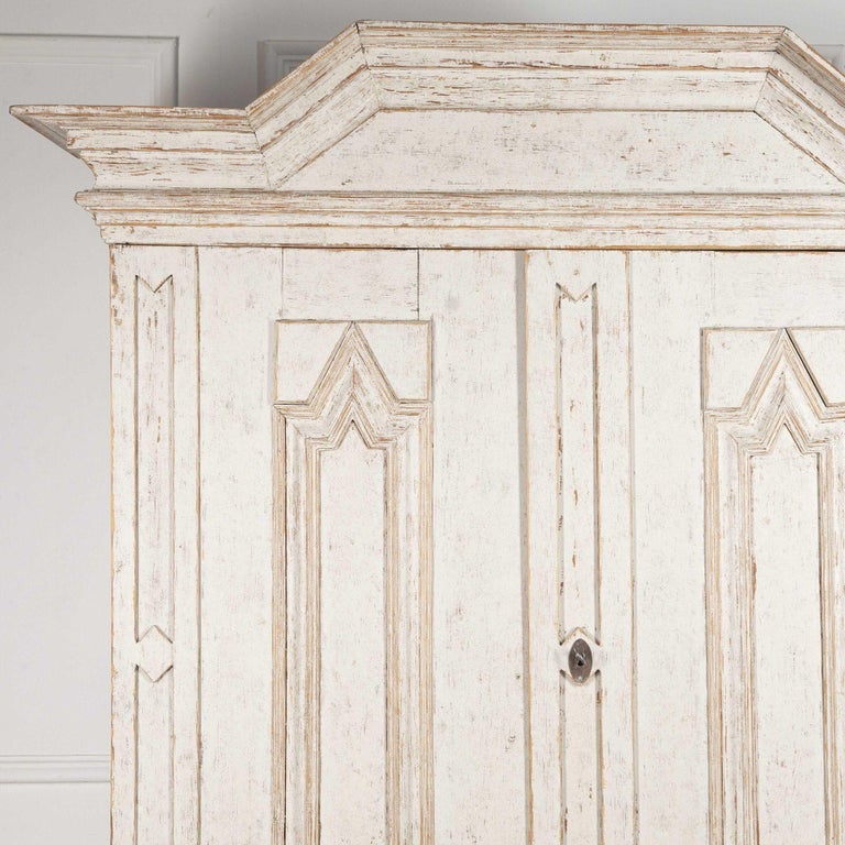 Swedish Painted Armoire Cabinet, 18th c. Baroque Period For Sale 1