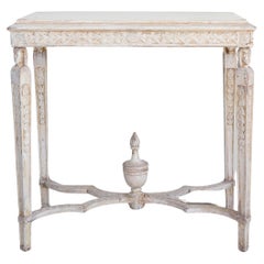XVIIIe siècle Table console suédoise avec détails sculptés à la main