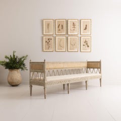 18th C. Swedish Early Gustavian Period Long Painted Sofa Bench in Original Paint