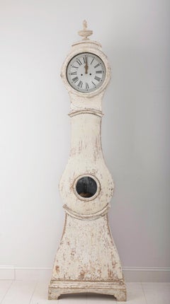 18th C. Swedish Gustavian Mora Working Tall Case Clock in Original Paint